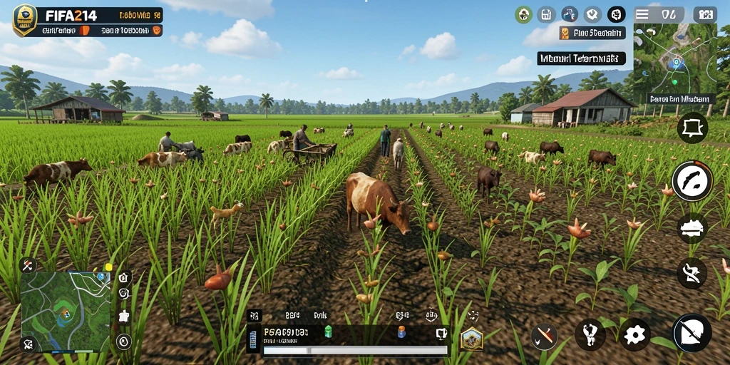 Gameplay FIFA234 yang menarik dengan aktivitas bertani yang seru.