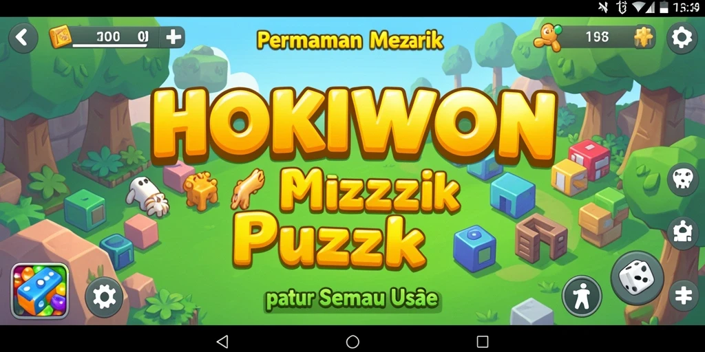 Tampilan menarik dari gameplay HOKIWON dengan berbagai teka-teki.