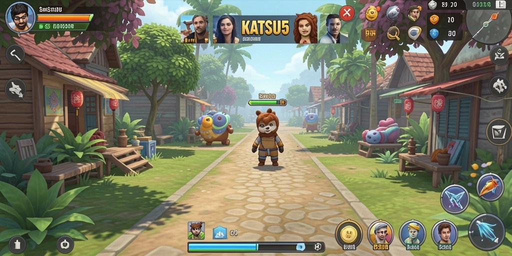 Tampilan gameplay seru dari KATSU5 yang penuh warna.