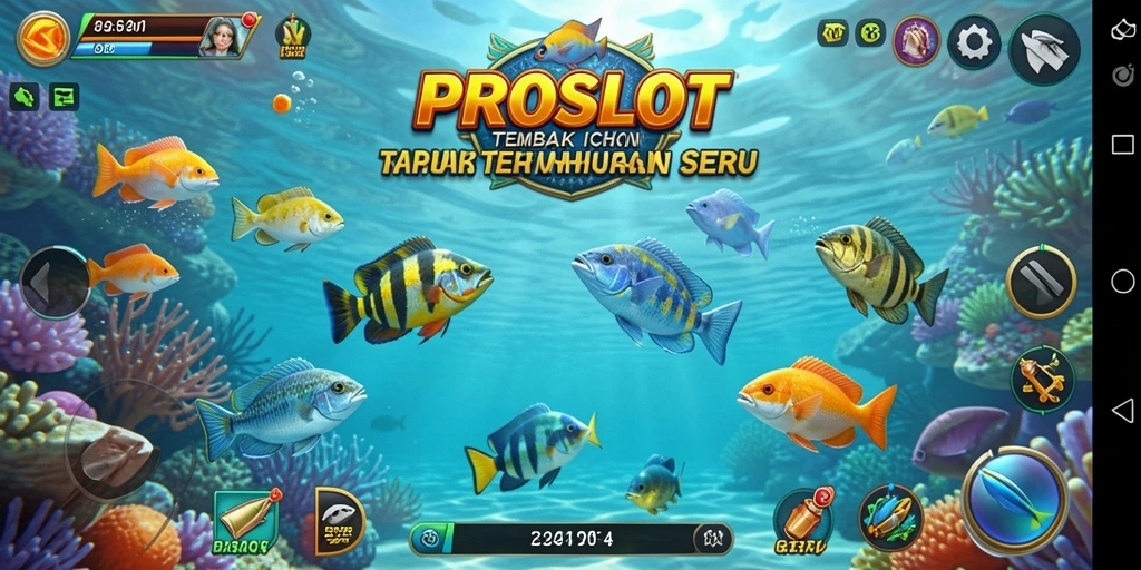 Tampilan gameplay menembak ikan yang seru dan menarik di PROSLOT.