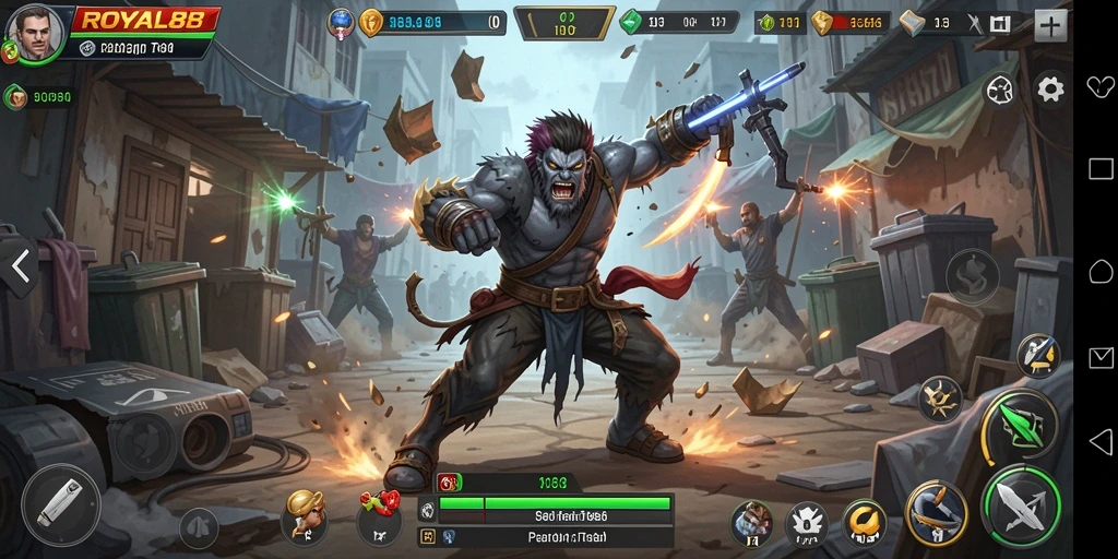Gameplay seru ROYAL88 menampilkan pertarungan karakter hebat.