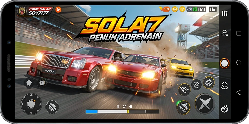 Gameplay seru SOV777 dengan mobil balap dan lintasan menantang.